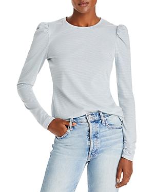 Rebecca Taylor Ruched Striped Long Sleeve Tee