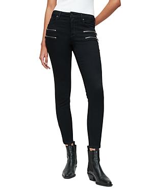 Allsaints Miller Mid Rise Zip Pocket Ankle Skinny Jeans In Black
