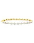 Freida Rothman Fleur Bloom Pave Thin Bangle Bracelet In 14k Gold-plated & Rhodium-plated Sterling Silver
