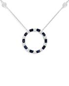 Bloomingdale's Sapphire & Diamond Circle Pendant Necklace In 14k White Gold, 18 - 100% Exclusive