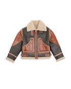 The Kooples Patchwork Shearling & Leather Jacket