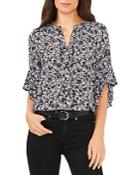 Vince Camuto Printed Ruffle Sleeve Top