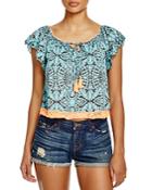 Surf Gypsy Neon-embroidered Top Swim Cover Up