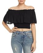 Tiare Hawaii Kylie Off-the-shoulder Ruffled Cropped Top