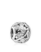 Pandora Charm - Sterling Silver, Cubic Zirconia & Cultured Freshwater Pearl Luminous Leaves, Moments Collection