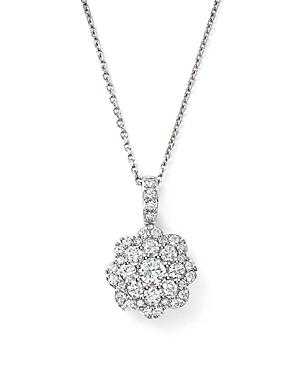 Bloomingdale's Diamond Cluster Floral Pendant Necklace In 14k White Gold, 0.55 Ct. T.w. - 100% Exclusive