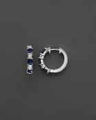 Sapphire And Diamond Hoop Earrings In 14k White Gold - 100% Exclusive