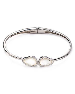 Nadri Sterling Silver & Mother Of Pearl Two-stone Hinged Bangle