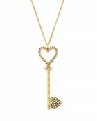 Suel Blackened 18k Yellow Gold Heart Key Pendant Necklace, 20