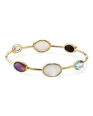 Ippolita 18k Yellow Gold Rock Candy Luce 6-stone Bangle Bracelet In Blu Notte