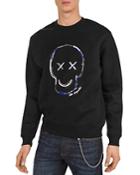 The Kooples Smiley Skull Technical Fleece Sweatshirt