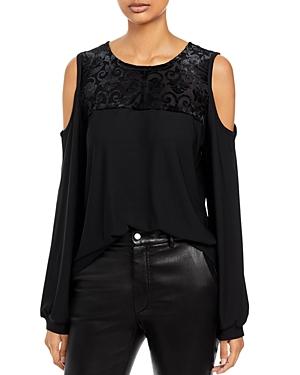 Alison Andrews Open Shoulder Flocked Top