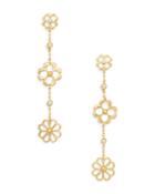 Kate Spade New York Pave Flower Linear Drop Earrings In 14k Gold Plate