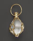 Temple St. Clair 18k Yellow Gold Classic Cabochon Amulet With Oval Rock Crystal, Royal Blue Moonstone And Tanzanite
