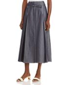 Jason Wu Denim Belted A-line Midi Skirt