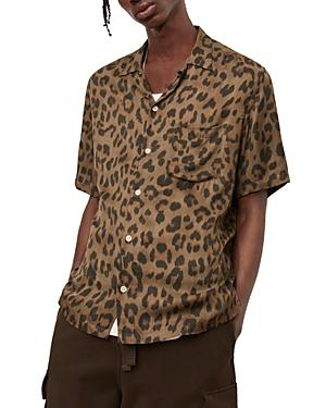 Allsaints Cheetah Print Short Sleeve Camp Shirt