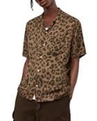 Allsaints Cheetah Print Short Sleeve Camp Shirt