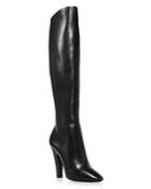 Saint Laurent Women's Nero Almond Toe Tall Leather High Heel Boots