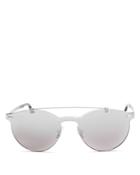 Ermenegildo Zegna Top Bar Rimless Round Sunglasses, 143mm
