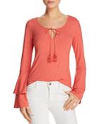 Band Of Gypsies Ribbed Bell-sleeve Top