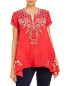 Johnny Was Cyrielle Embroidered Silk Top