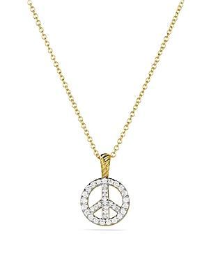 David Yurman Cable Collectibles Peace Sign Pendant With Diamonds On Chain
