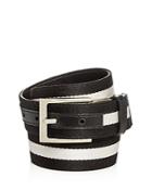 Bally Men's Striped Canvas & Leather Reversible Belt