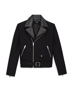 The Kooples Wool Blend Leather Collar Jacket