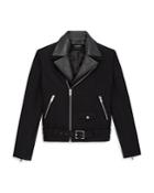 The Kooples Wool Blend Leather Collar Jacket