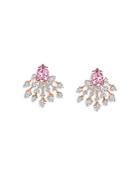 Hueb 18k Rose Gold Luminus Rose Quartz & Diamond Cluster Stud Earrings