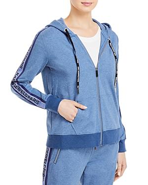 Karl Lagerfeld Paris Logo Tape Zip Front Hoodie
