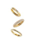 Nadri Pave Band Rings In 18k Gold Plate, Set Of 3