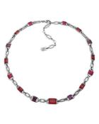 Lauren Ralph Lauren Pave & Red Stone Collar Necklace In Hematite Tone, 16-19
