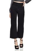 Bcbgeneration Raw-edge Cropped Wide-leg Jeans In Jet Black