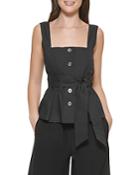 Dkny Cotton Button Front Belted Top
