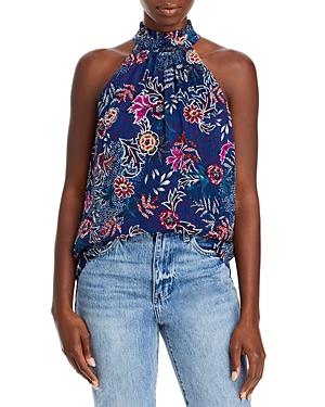 Aqua Floral Print Halter Top - 100% Exclusive