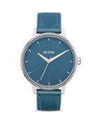 Nixon Kensington Turquoise Blue Leather Watch, 37mm