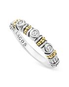 Lagos Sterling Silver Three Diamond Stacking Ring With 18k Gold Stations
