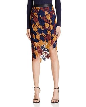Astr Betty Multi-color Floral Lace Midi Skirt