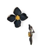 Oscar De La Renta Painted Flower Clip-on Earrings