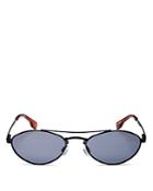 Le Specs Luxe Unisex Liaison Brow Bar Oval Sunglasses, 55mm