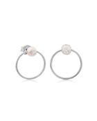 Tous Sterling Silver And Cultured Freshwater Pearl Circle Earrings