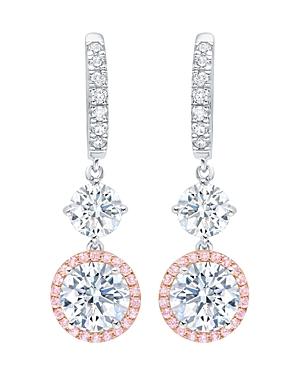 Crislu Fiore Cluster Drop Earrings In Platinum-plated Sterling Silver Or 18k Rose Gold-plated Sterling Silver