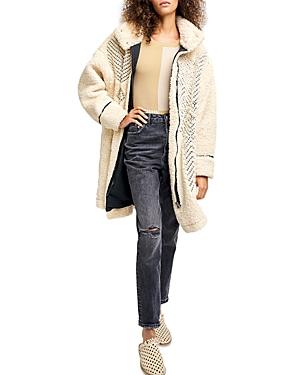Free People Avery Embroidered Faux Fur Teddy Coat
