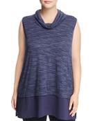 Vince Camuto Plus Space Dye Cowl Neck Mixed Media Top