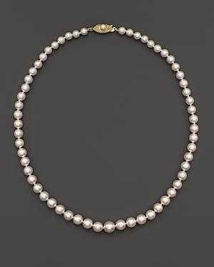 Akoya Cultured Graduated Pearl Necklace In 14k Yellow Gold, 18