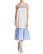 Aqua Striped Poplin Midi Dress - 100% Exclusive