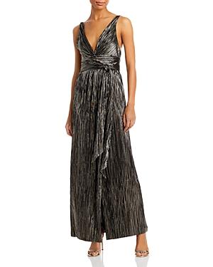 Sabina Musayev Erin Metallic Pleated Gown