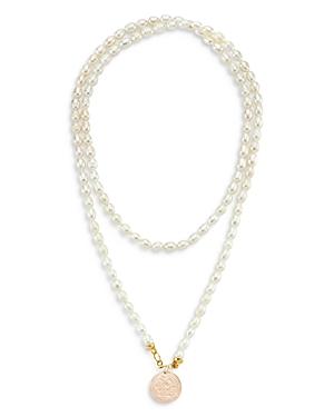 Maison Irem Coin & Cultured Freshwater Pearl Long Pendant Necklace, 40