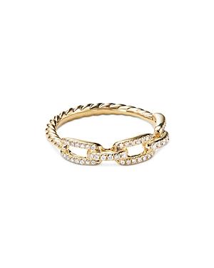 David Yurman 18k Yellow Gold Stax Diamond Chain Link Ring